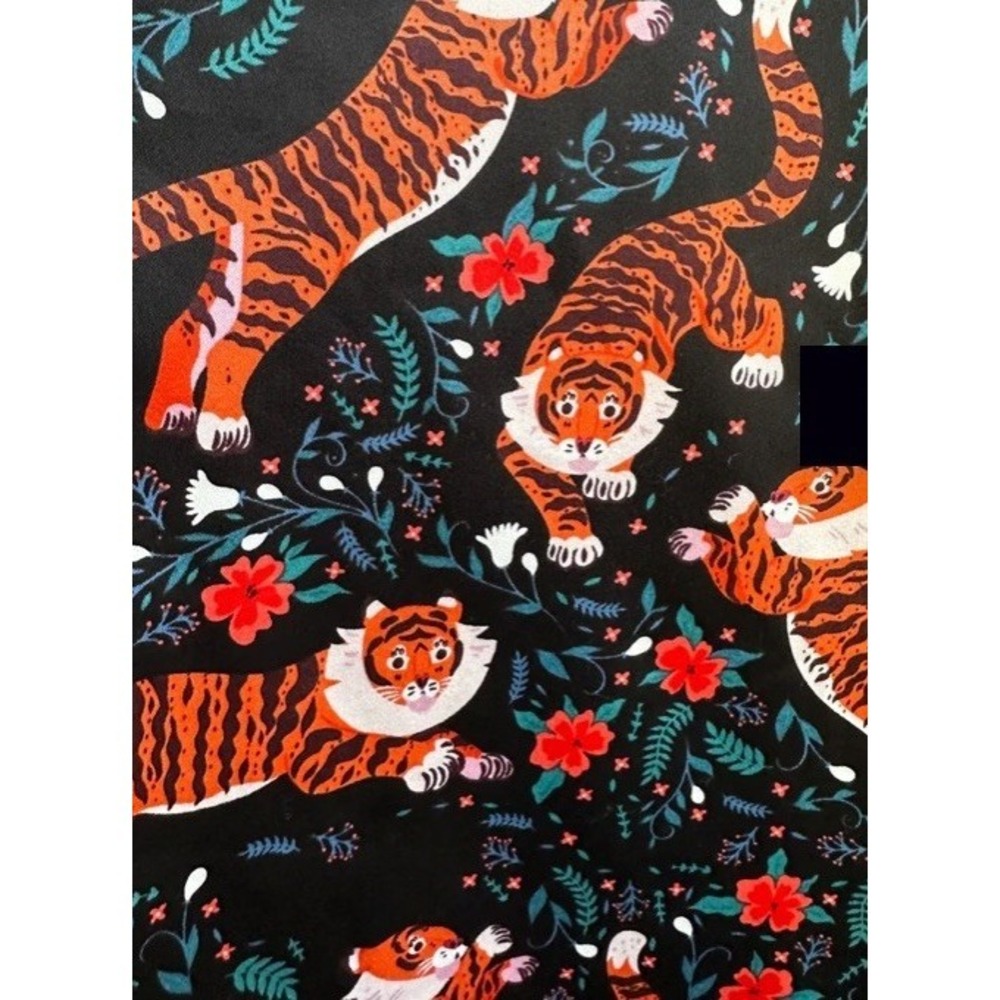Eva Rose Fit & Flare Dress Sz 3X Vtg Tiger Graphic Floral Belted Retro Pinup - Picture 2 of 9